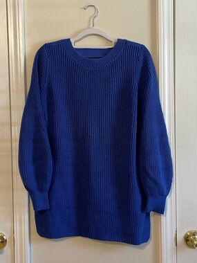 Stunning LOFT Cobalt Blue Deep-V Back Sweater, Size M